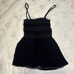 vintage y2k black smocked babydoll tank – made in usa – best fits s